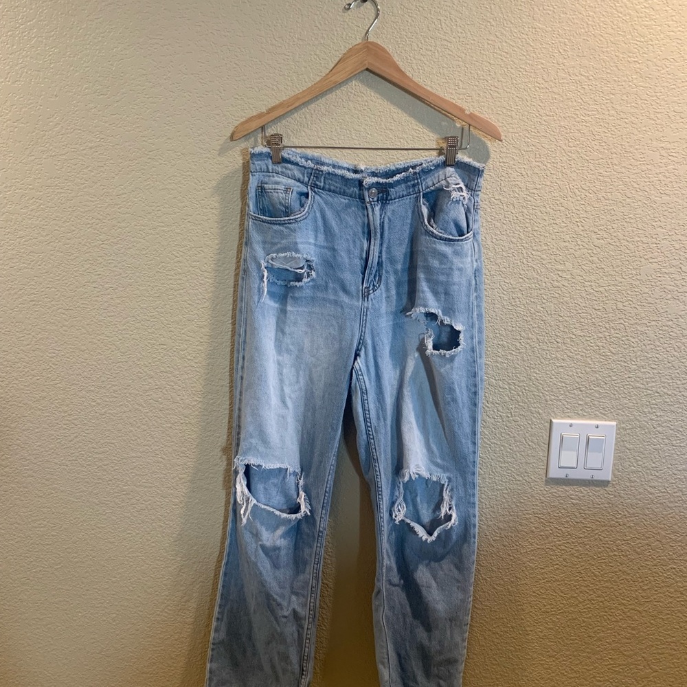 Distressed Light Blue Jeans